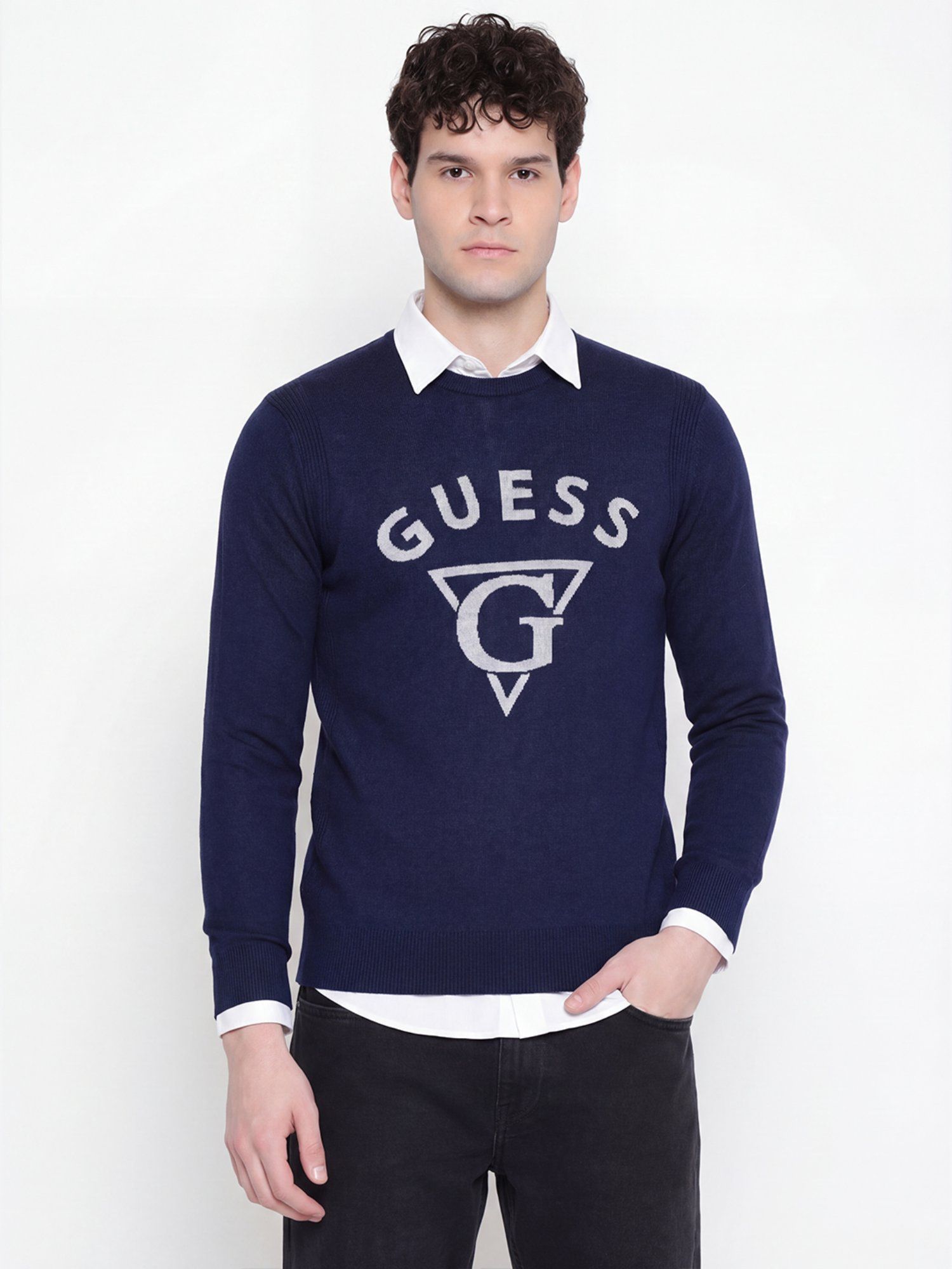 Brand Logo Round Neck Long Sleeves Sweater