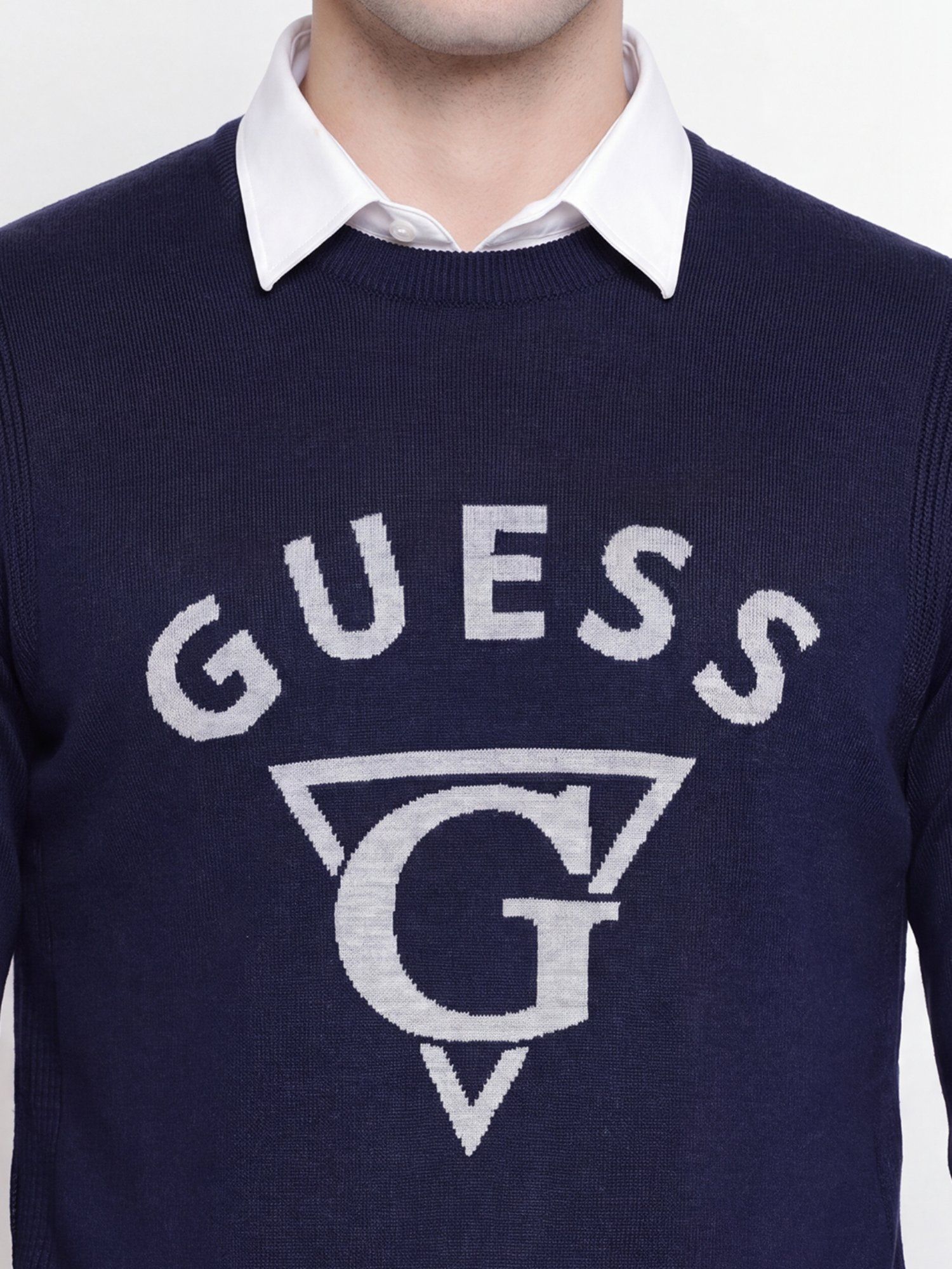 Brand Logo Round Neck Long Sleeves Sweater