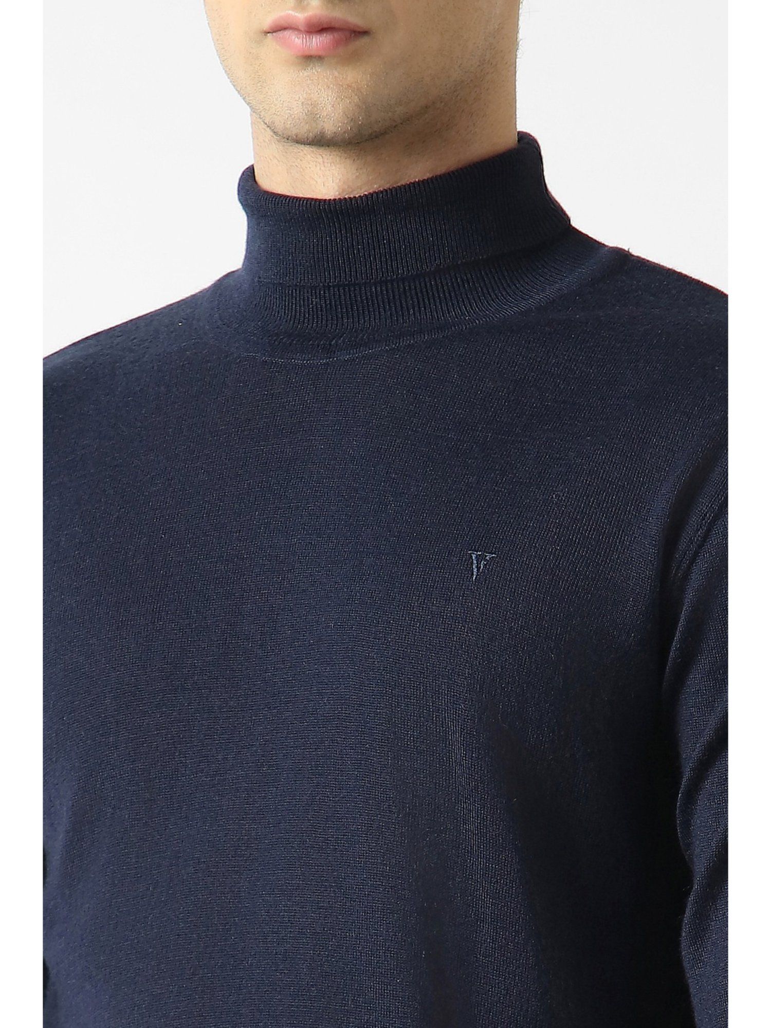 Navy Solid Turtle Neck Sweater