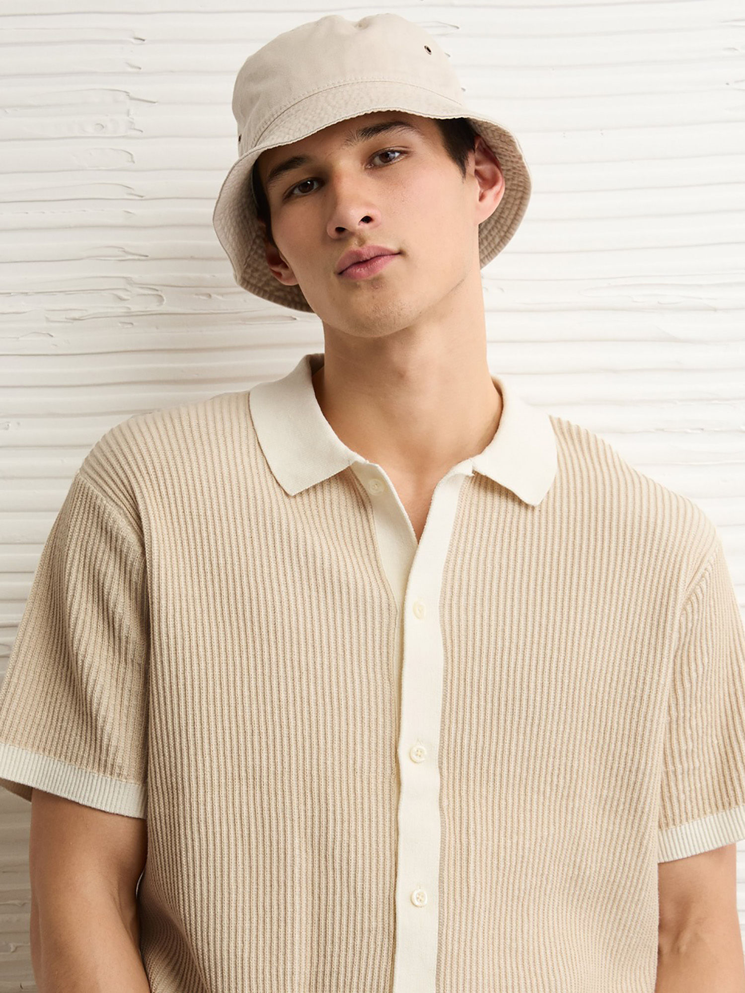 White Striped Button Up Sweater