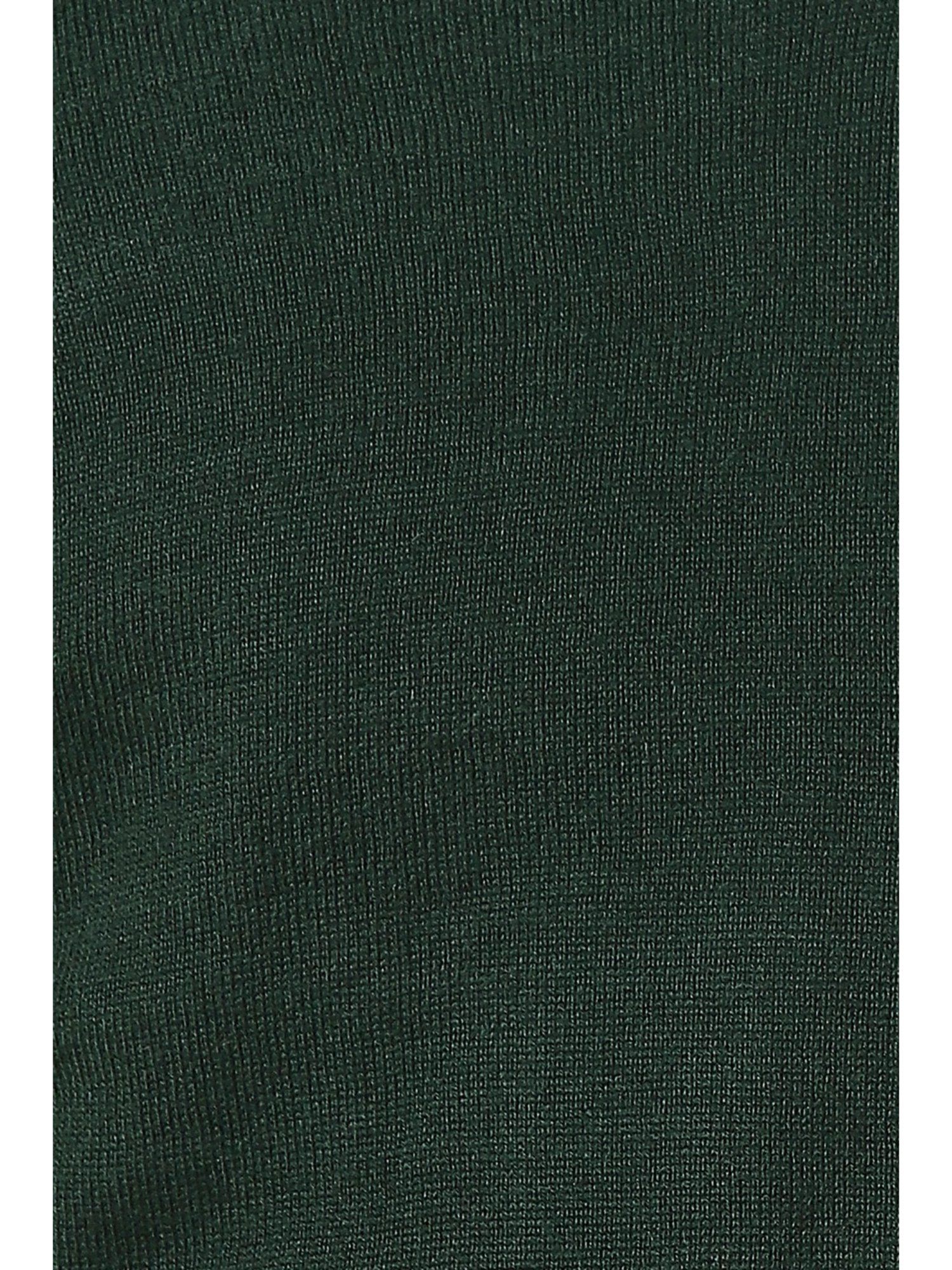 Green Solid V Neck Full Sleeves Sweater