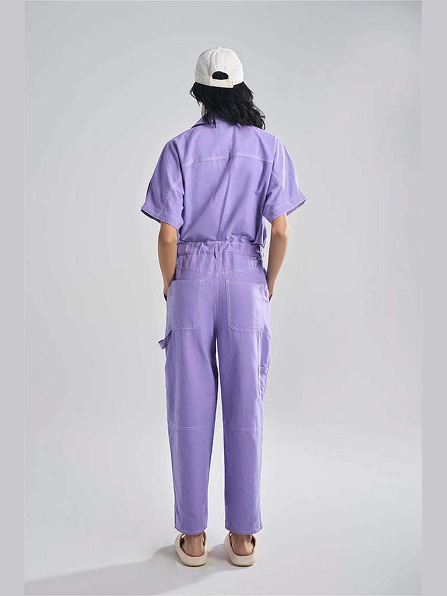 Gili Lavender Khadi Solid Jumpsuit