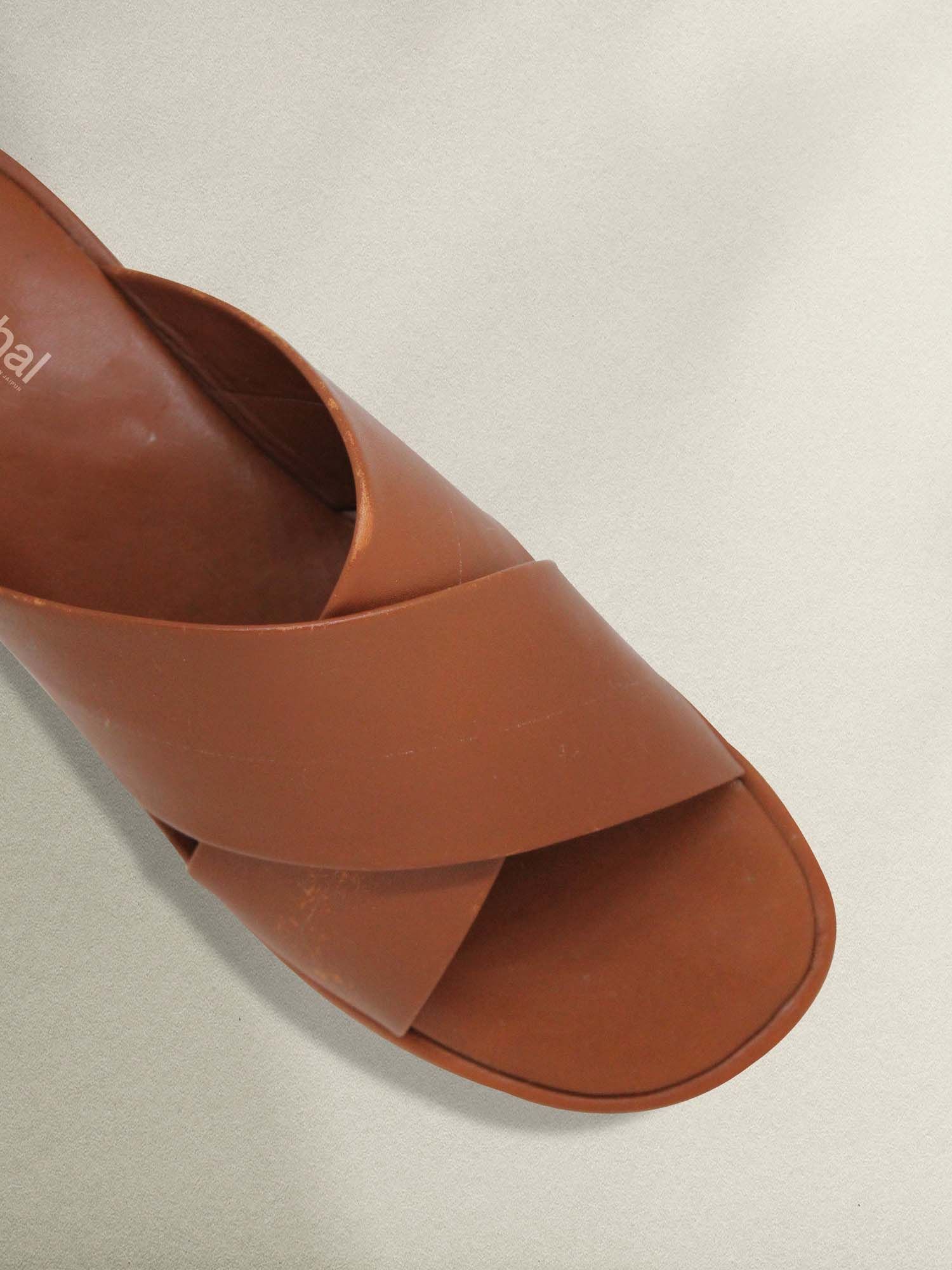Criss Cross Leather Slippers