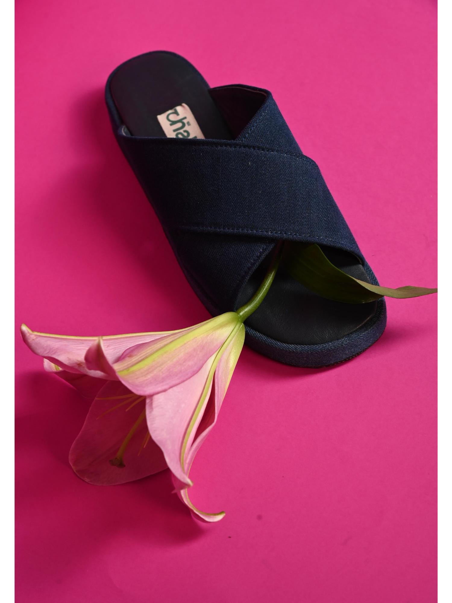Tara Cross Dark Blue Flipflops