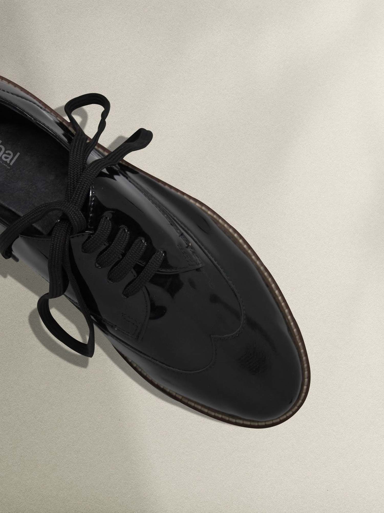 Black Oxford Patent Leather Men Shoes