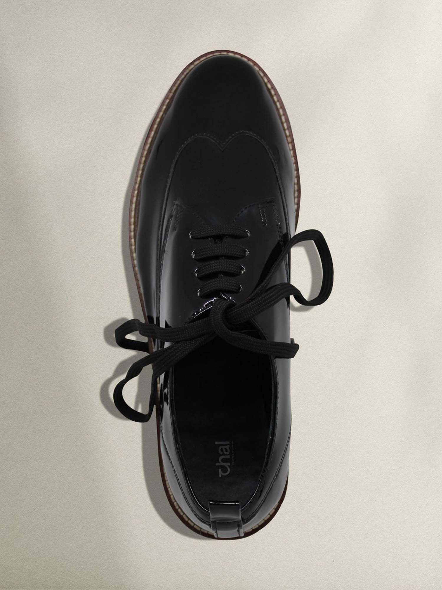 Black Oxford Patent Leather Men Shoes