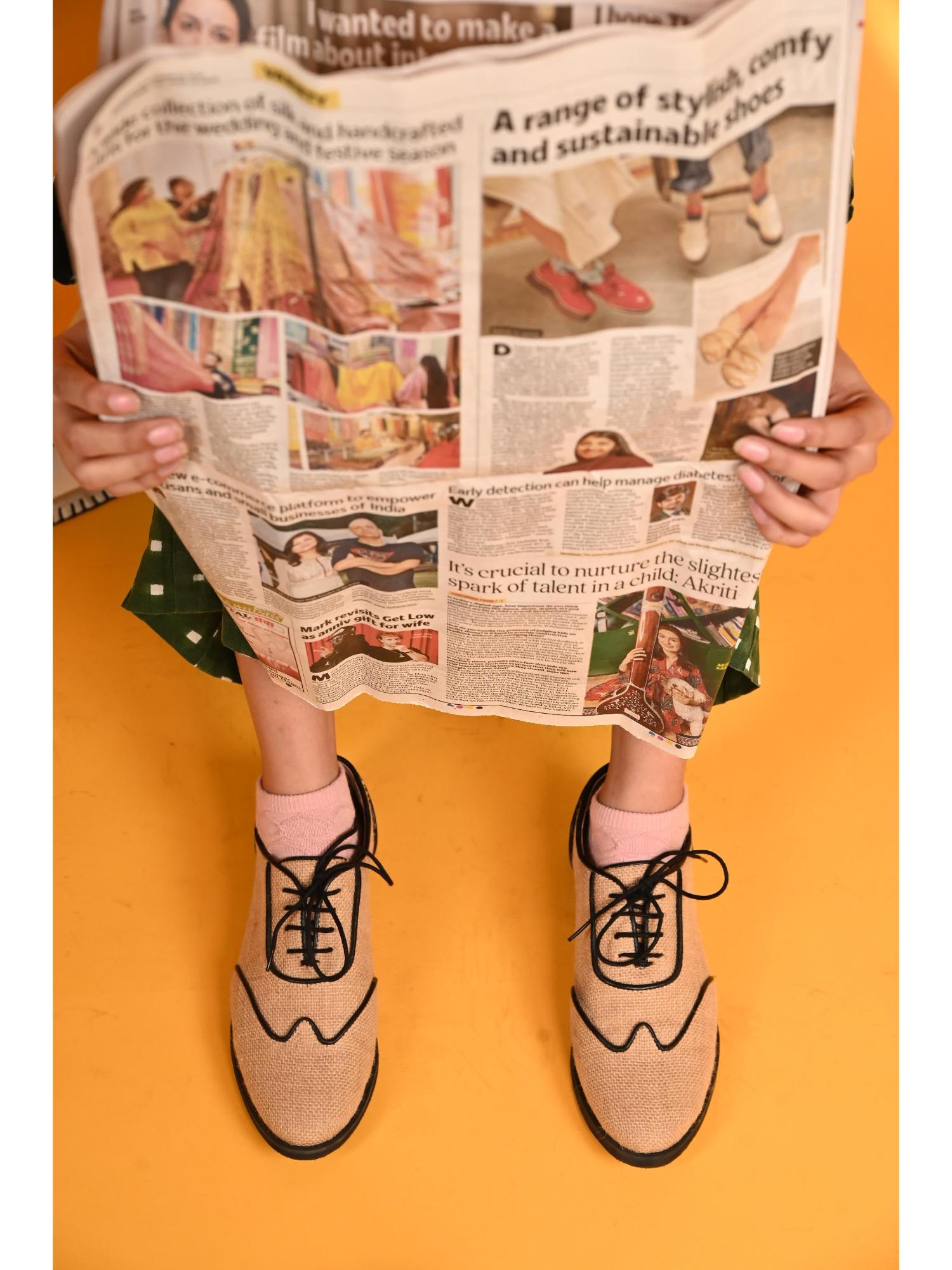 Roshni Oxfords Beige Shoes