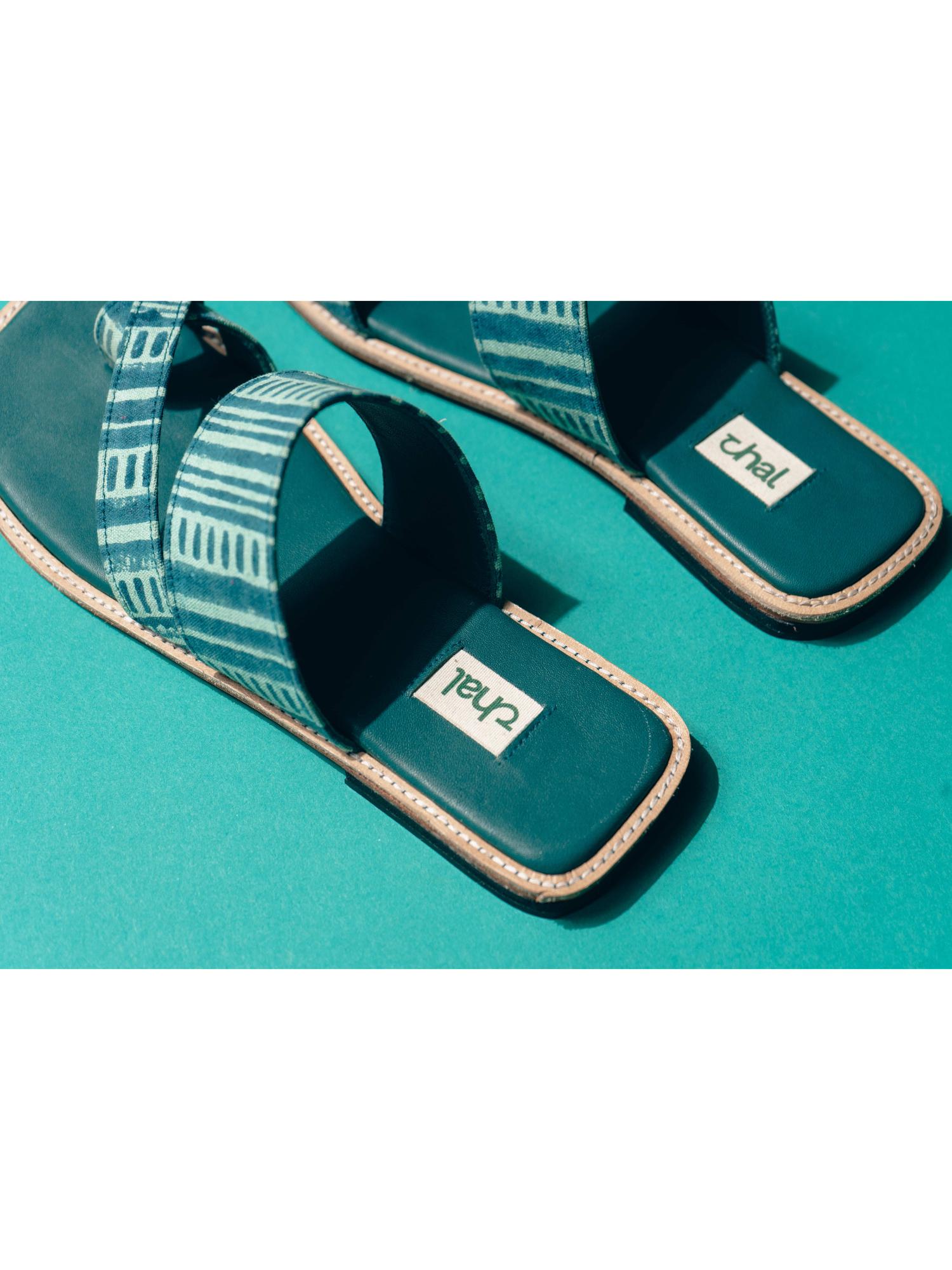 Sea Green Kolha Slippers