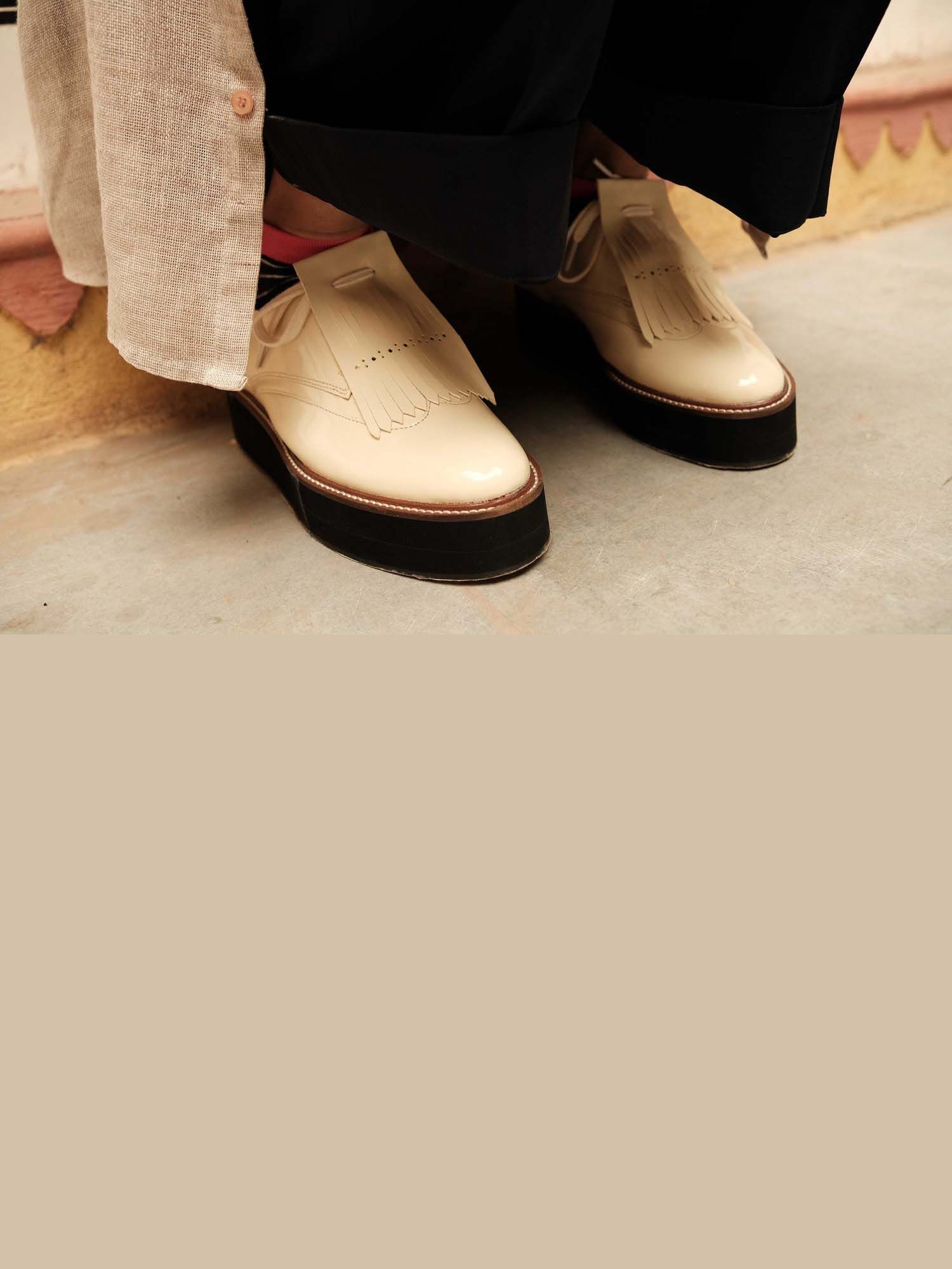 Cream Oxford Pastel Men Shoes