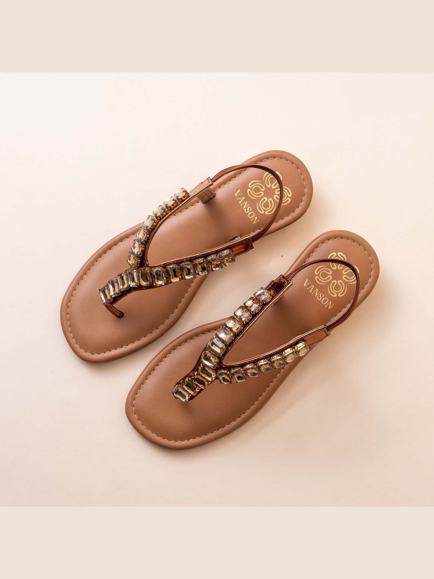 Amberjack Gold Embellished Low Heel Sandal