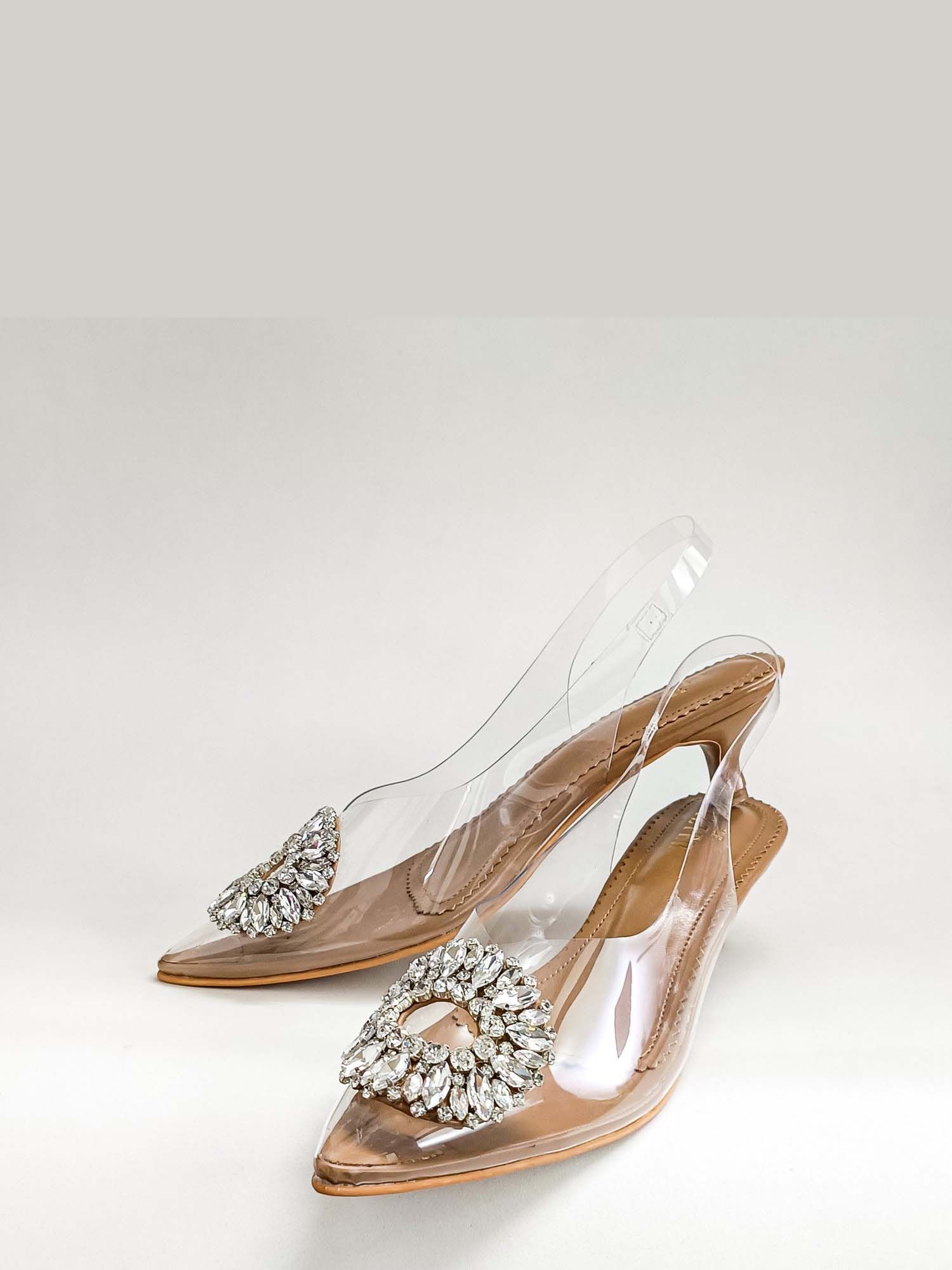 Julia Nude Embellished Kitten Heels