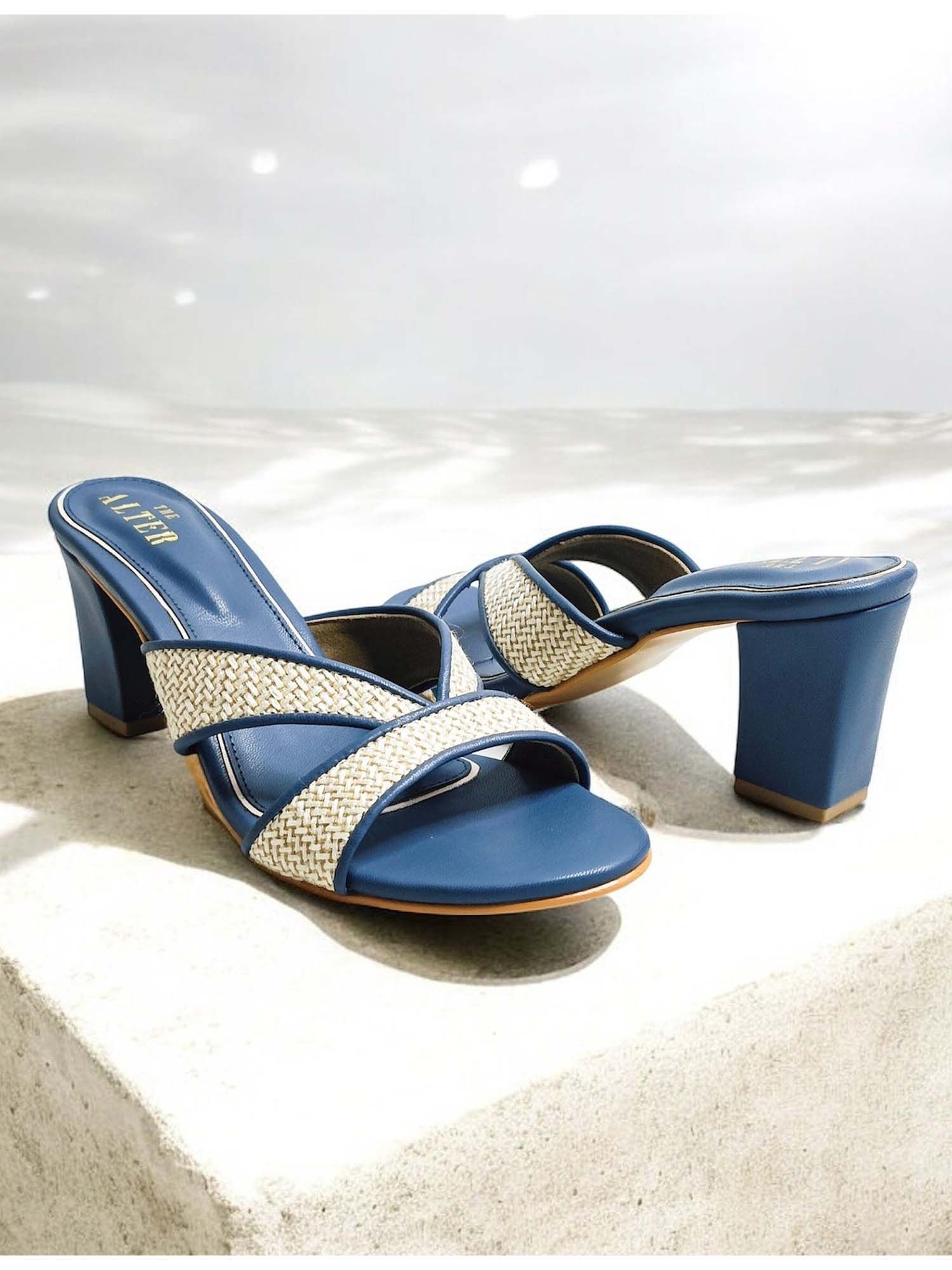 Jute Blue Block Heels