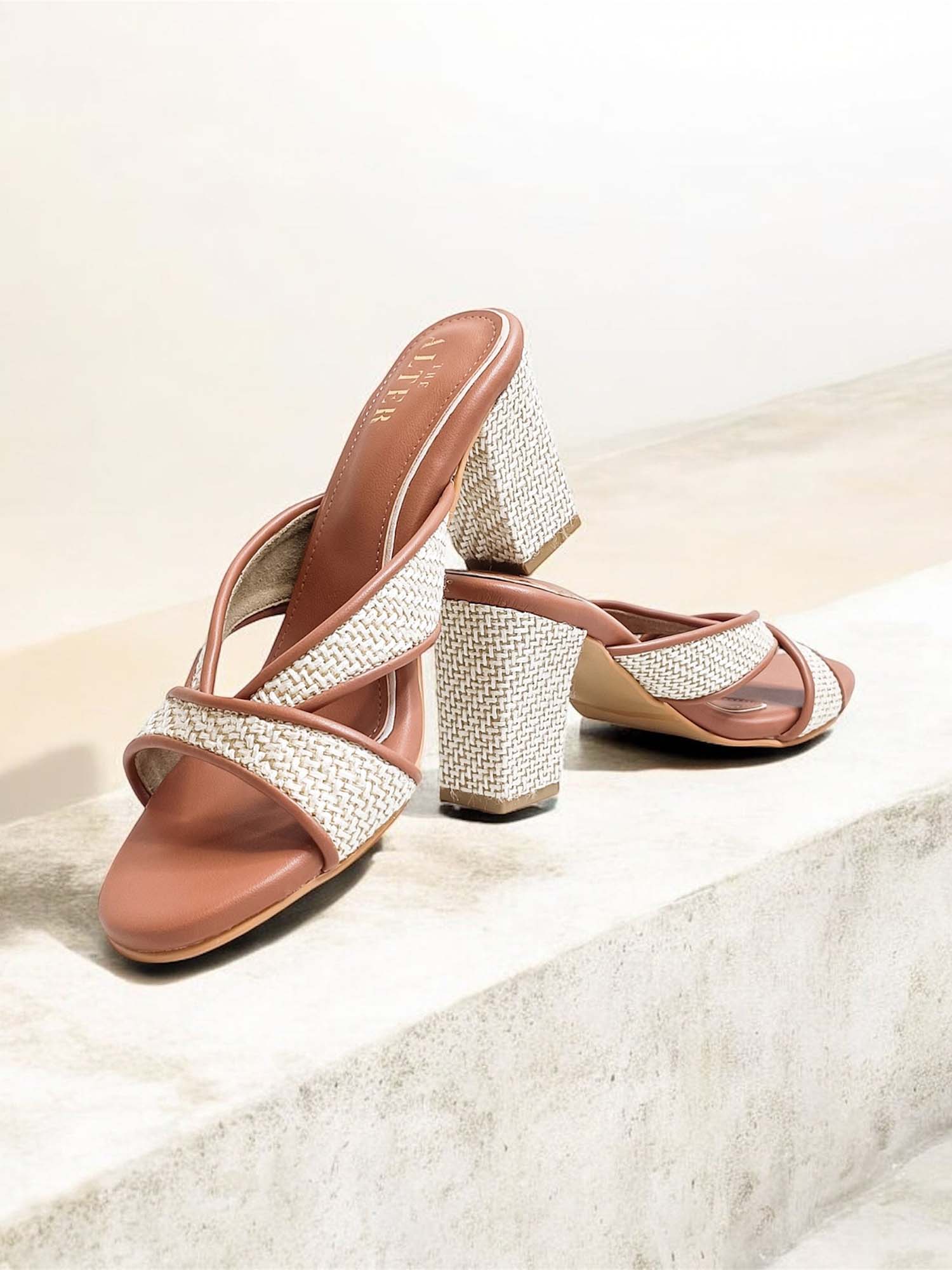 Jute Tan Block Heels