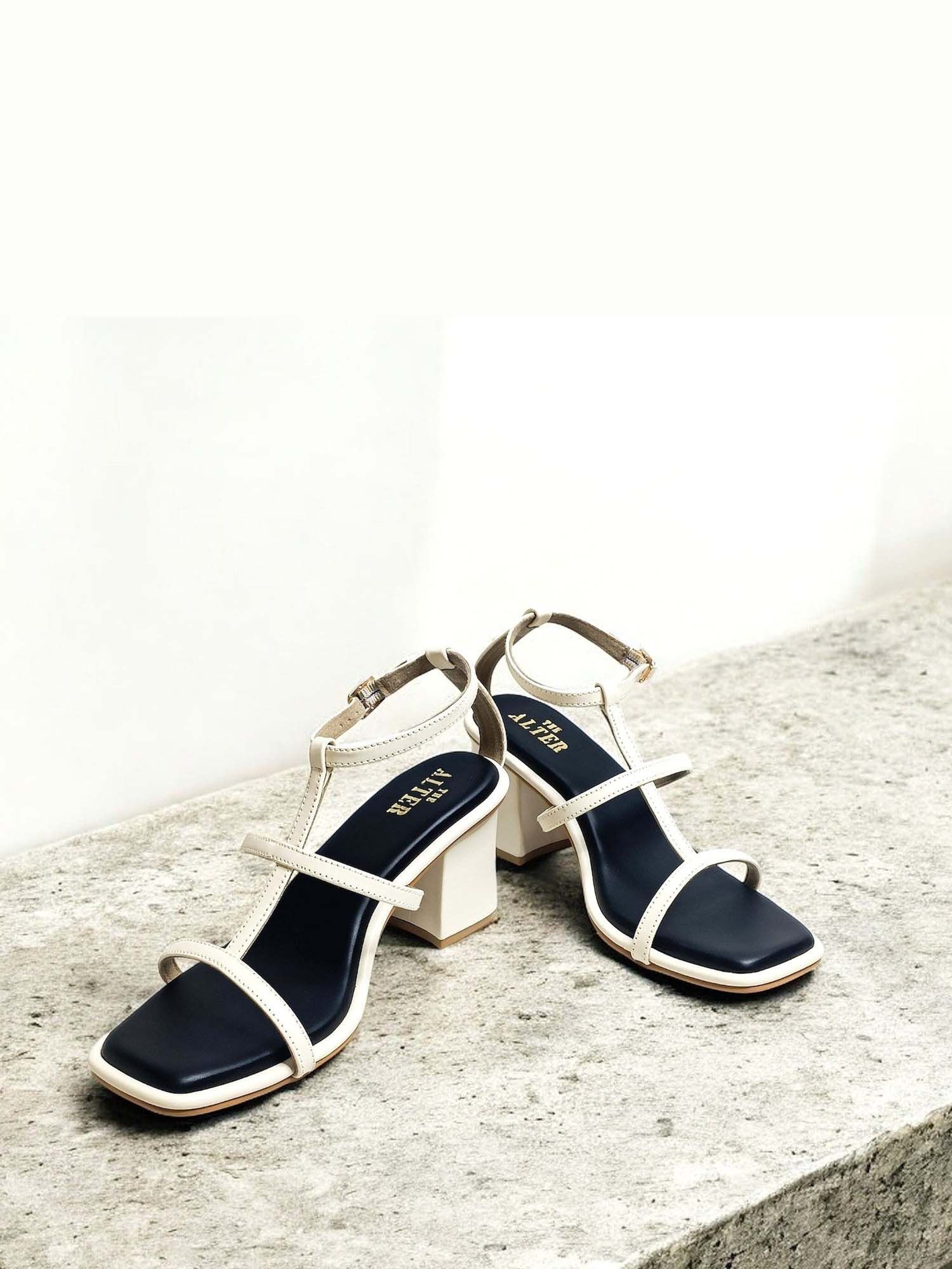 Luna Beige Strappy Block Heels