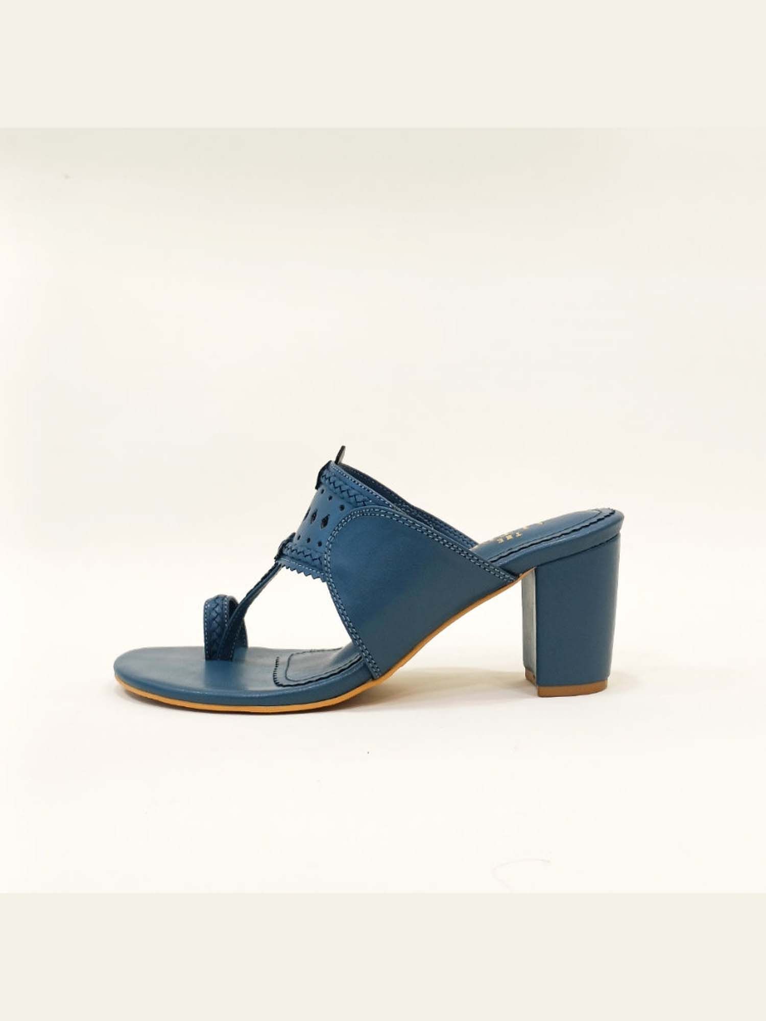 Monochrome Blue Kohla Block Heels