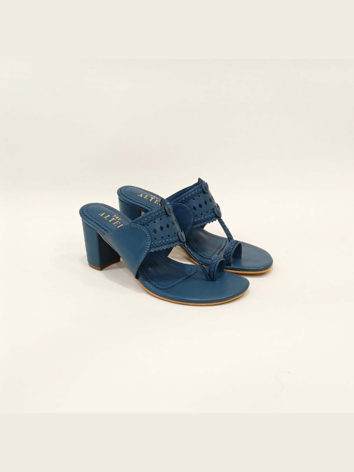 Monochrome Blue Kohla Block Heels