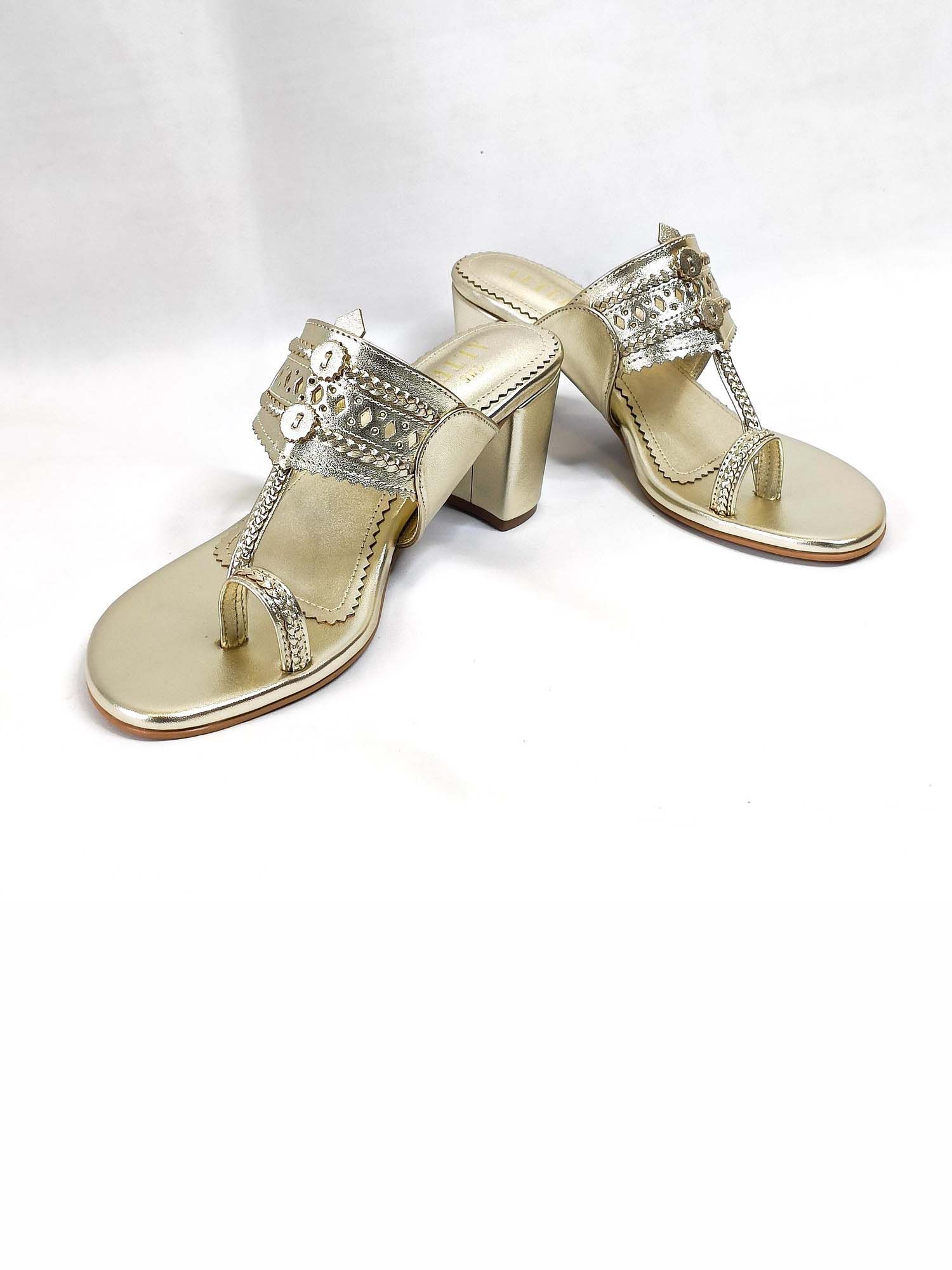 Monochrome Gold Kohla Block Heels