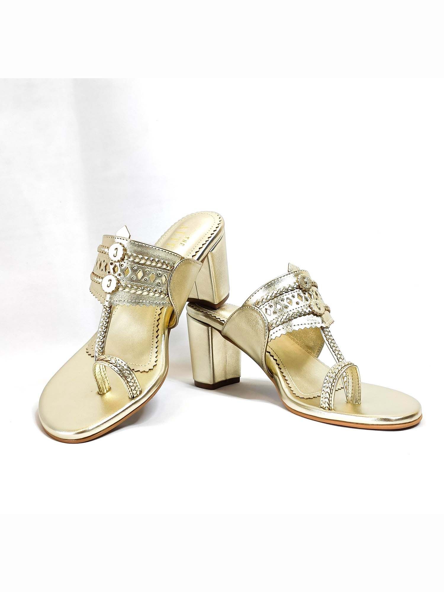 Monochrome Gold Kohla Block Heels