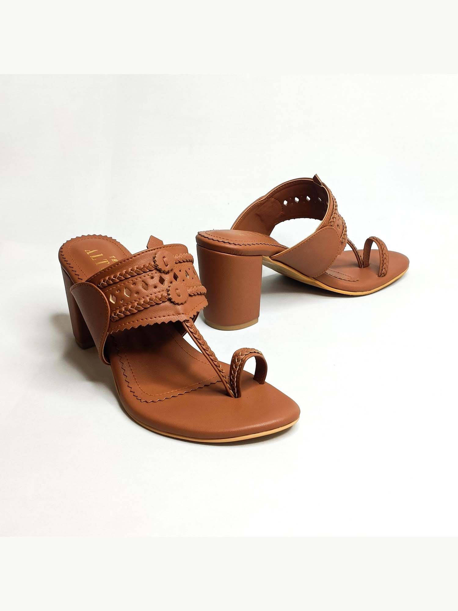 Monochrome Tan Kohla Block Heels