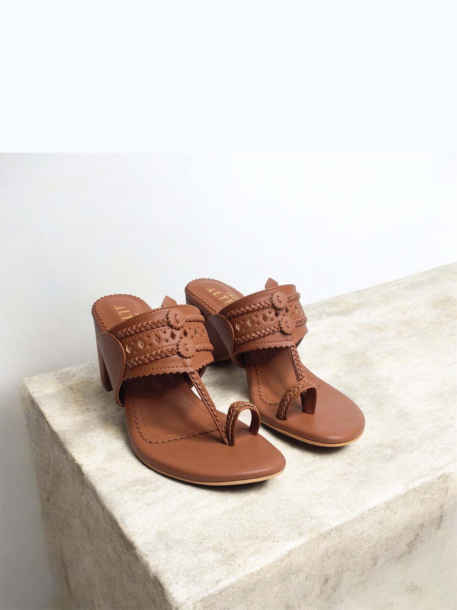 Monochrome Tan Kohla Block Heels