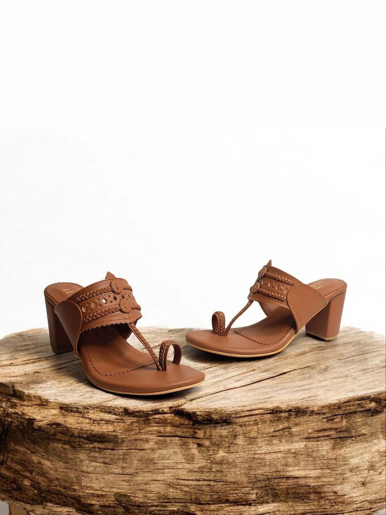 Monochrome Tan Kohla Block Heels