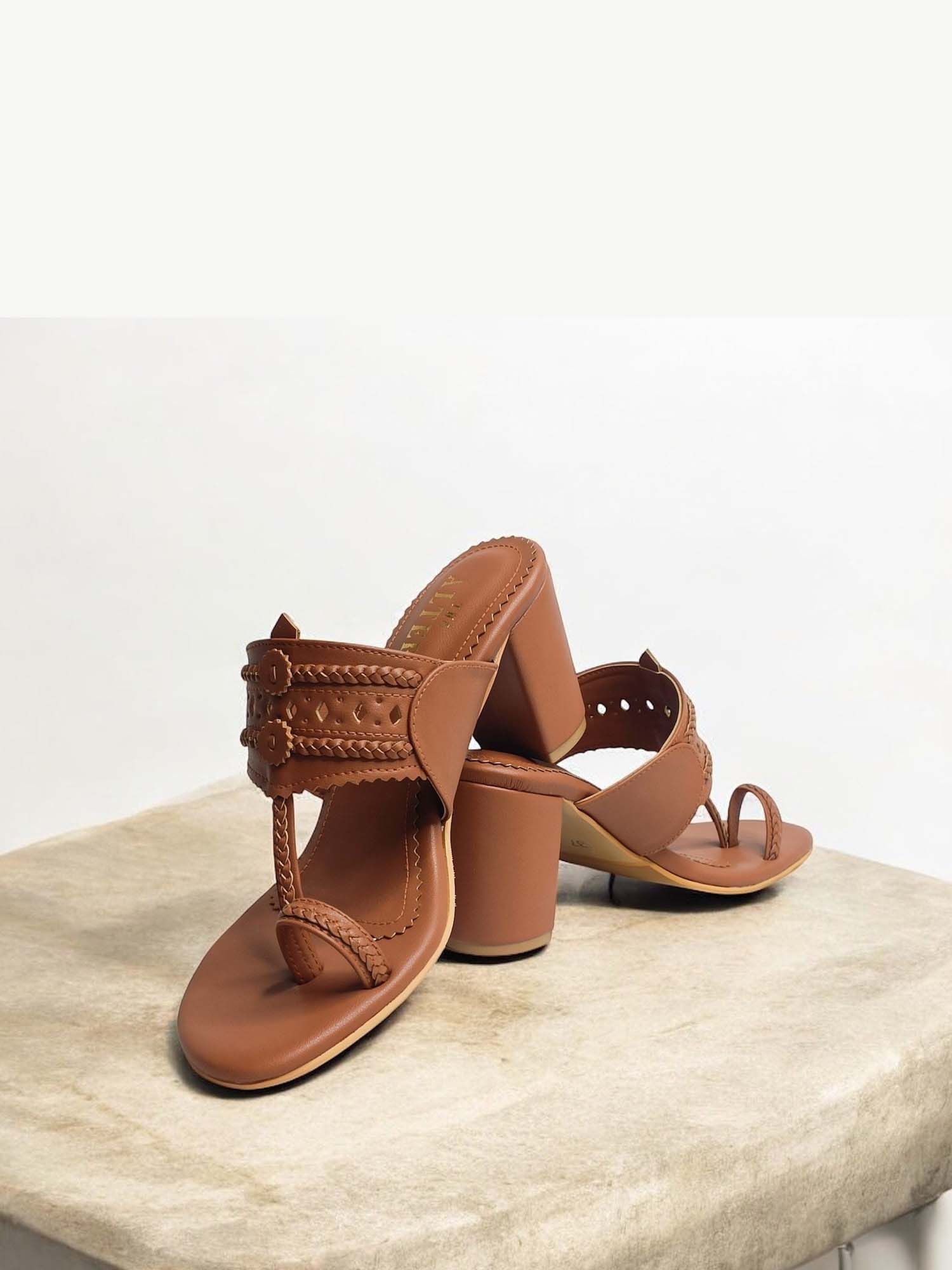 Monochrome Tan Kohla Block Heels