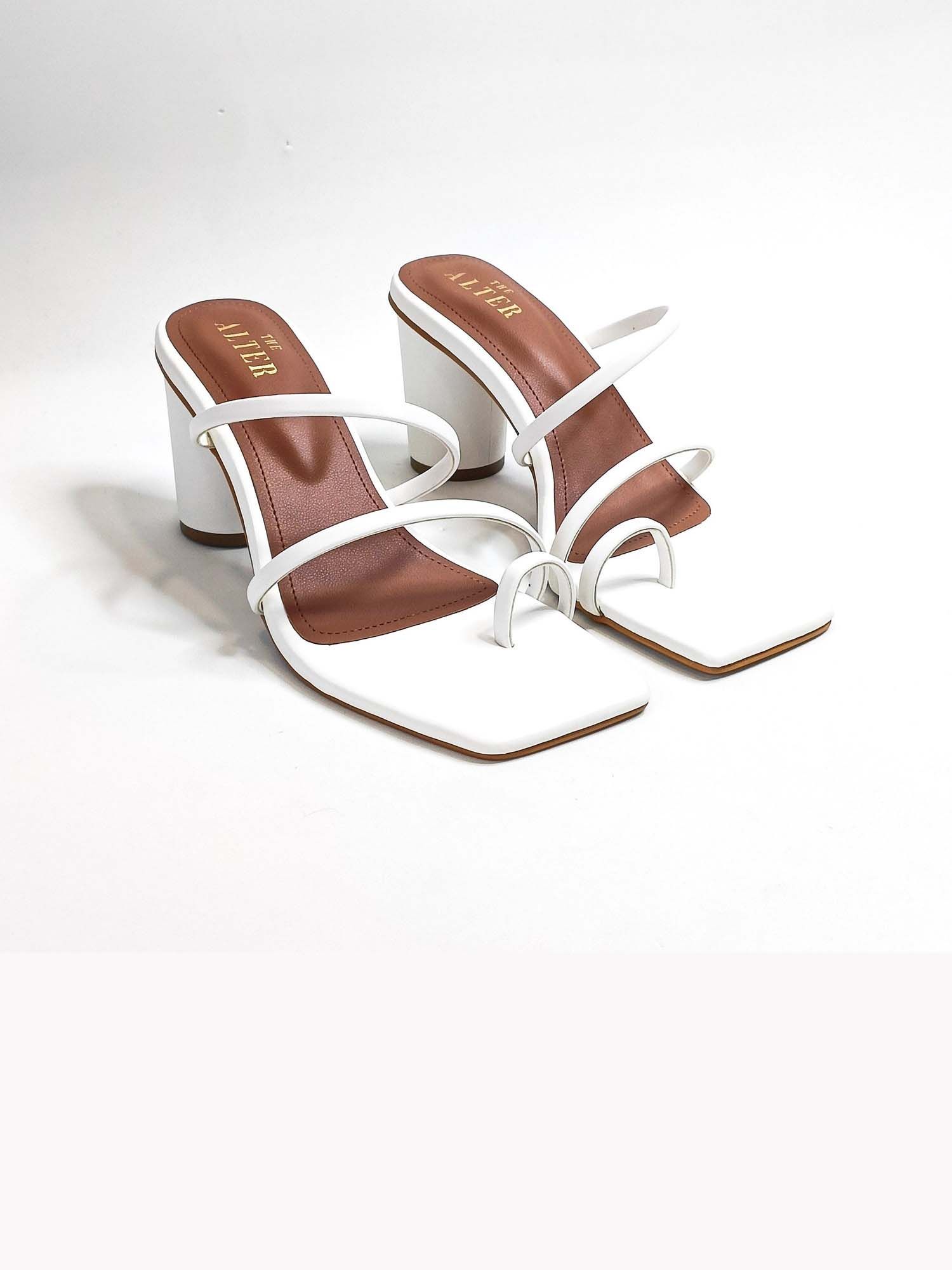 Stella White Block Heels