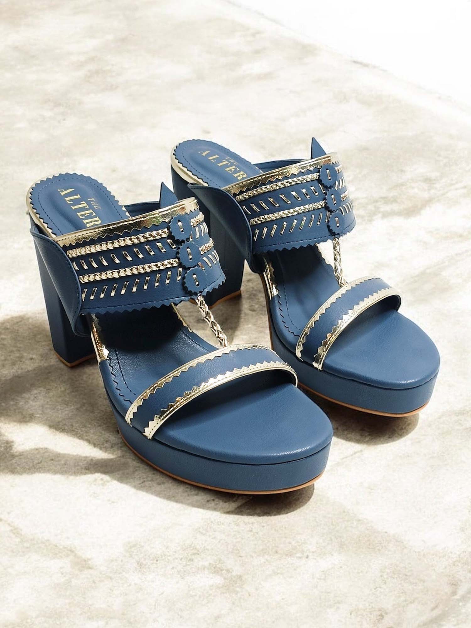 Zora Blue Kohla Platform Block Heels