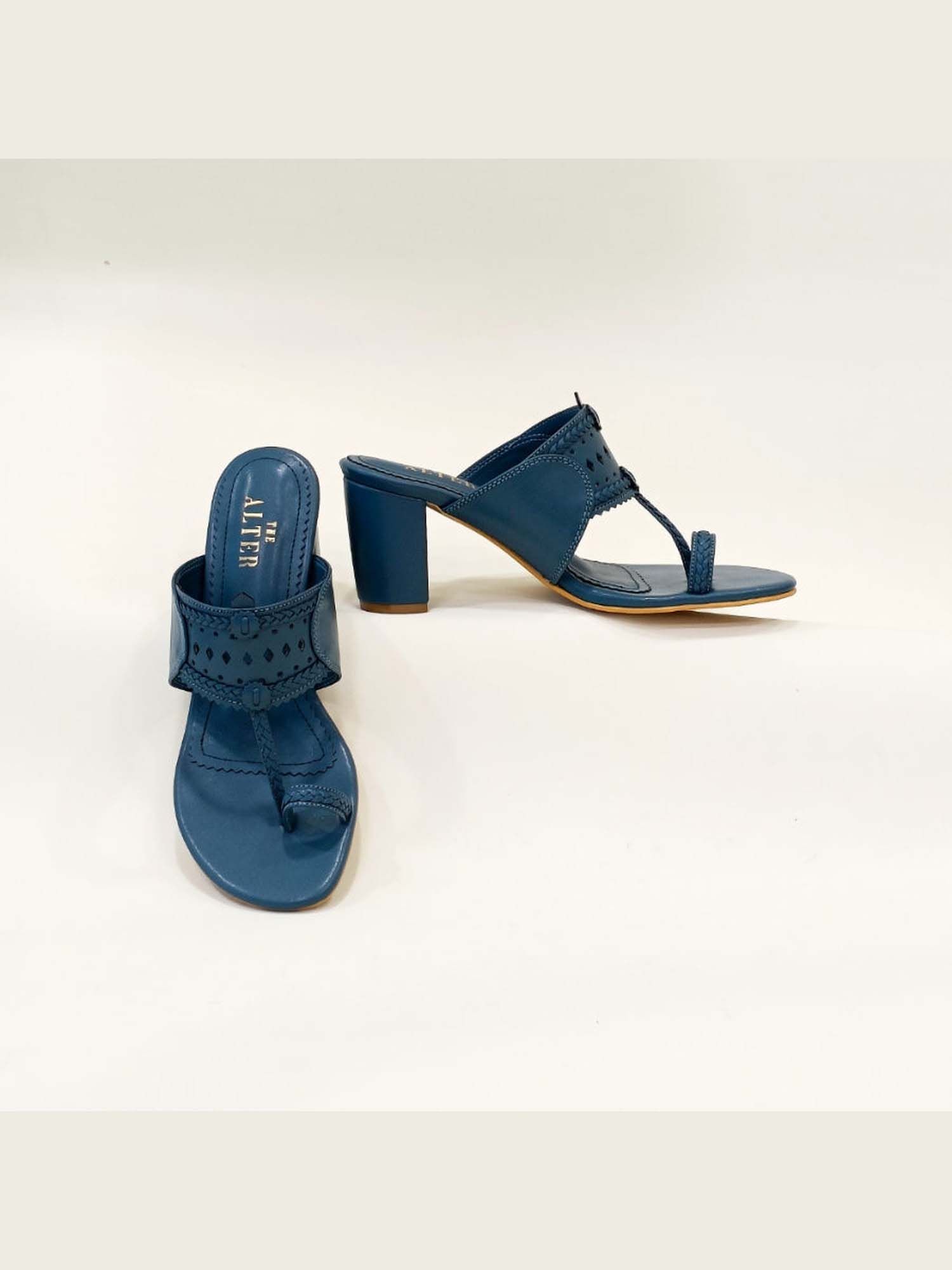 Monochrome Teal Kohla Block Heels