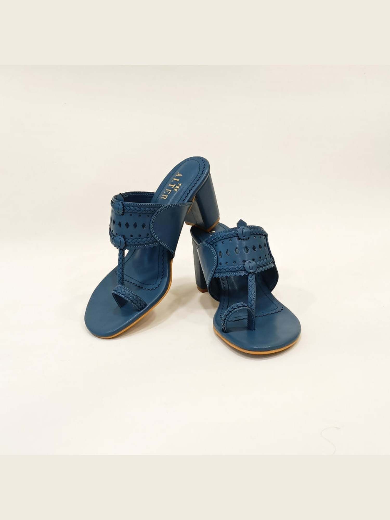 Monochrome Teal Kohla Block Heels