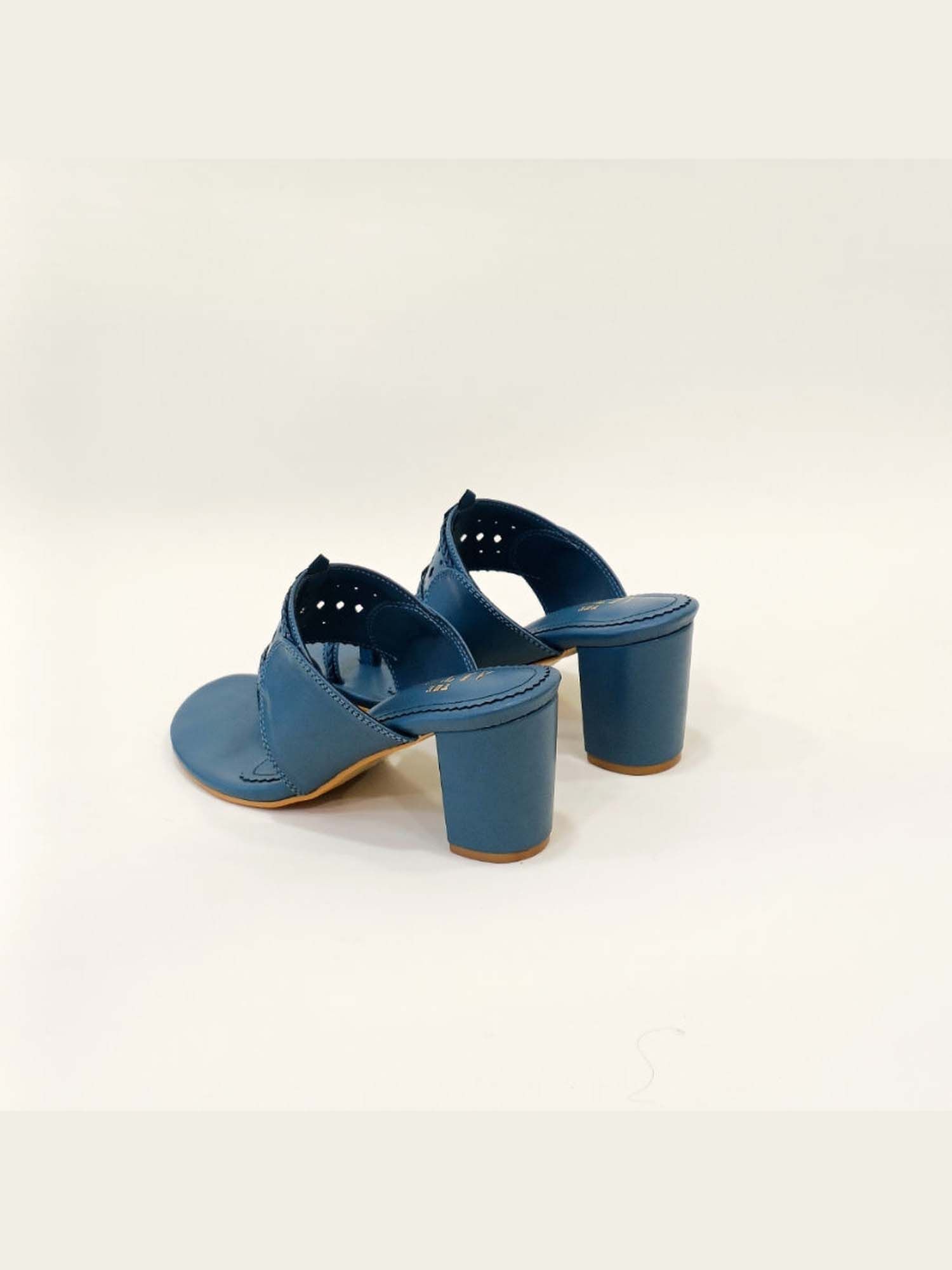 Monochrome Teal Kohla Block Heels