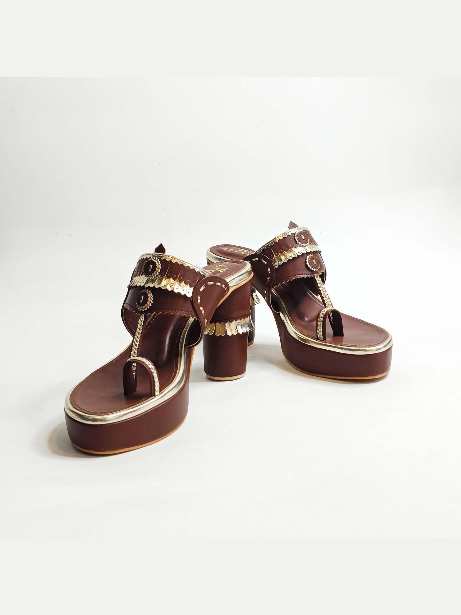 Maahira Brown Kohla Block Heels