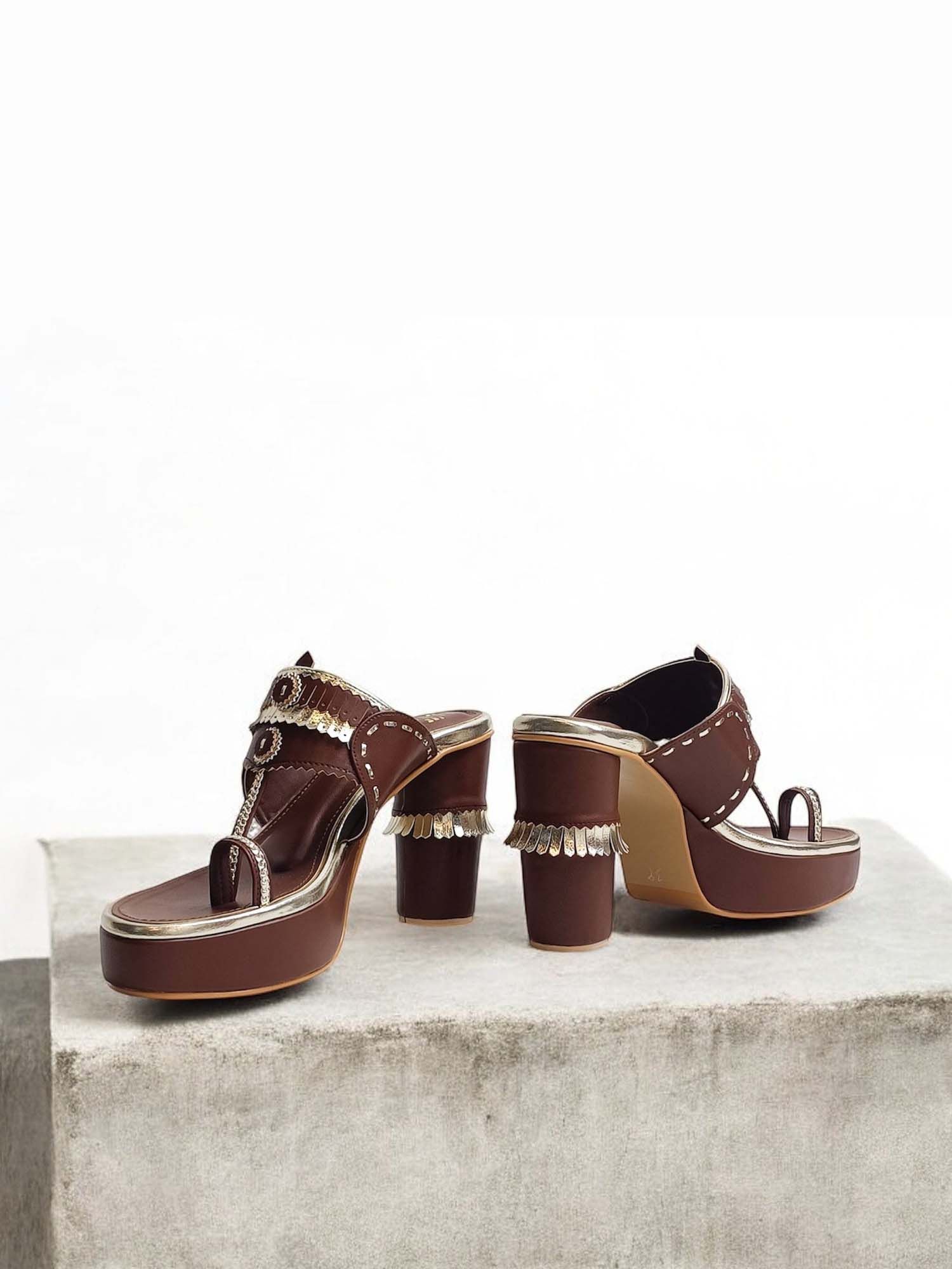 Maahira Brown Kohla Block Heels