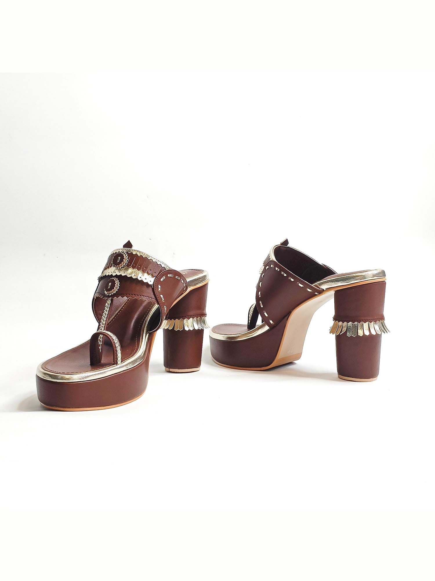 Maahira Brown Kohla Block Heels