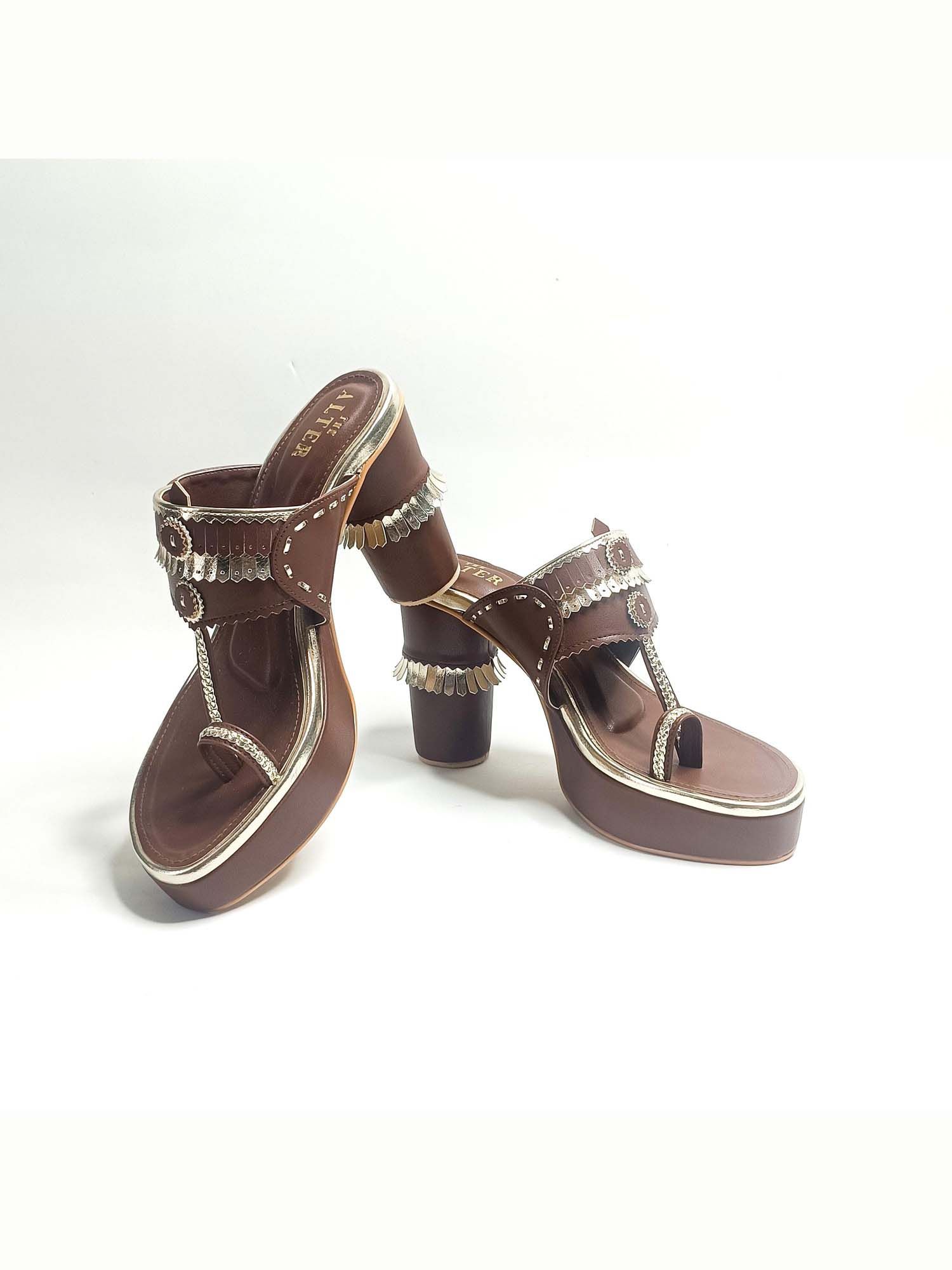 Maahira Brown Kohla Block Heels