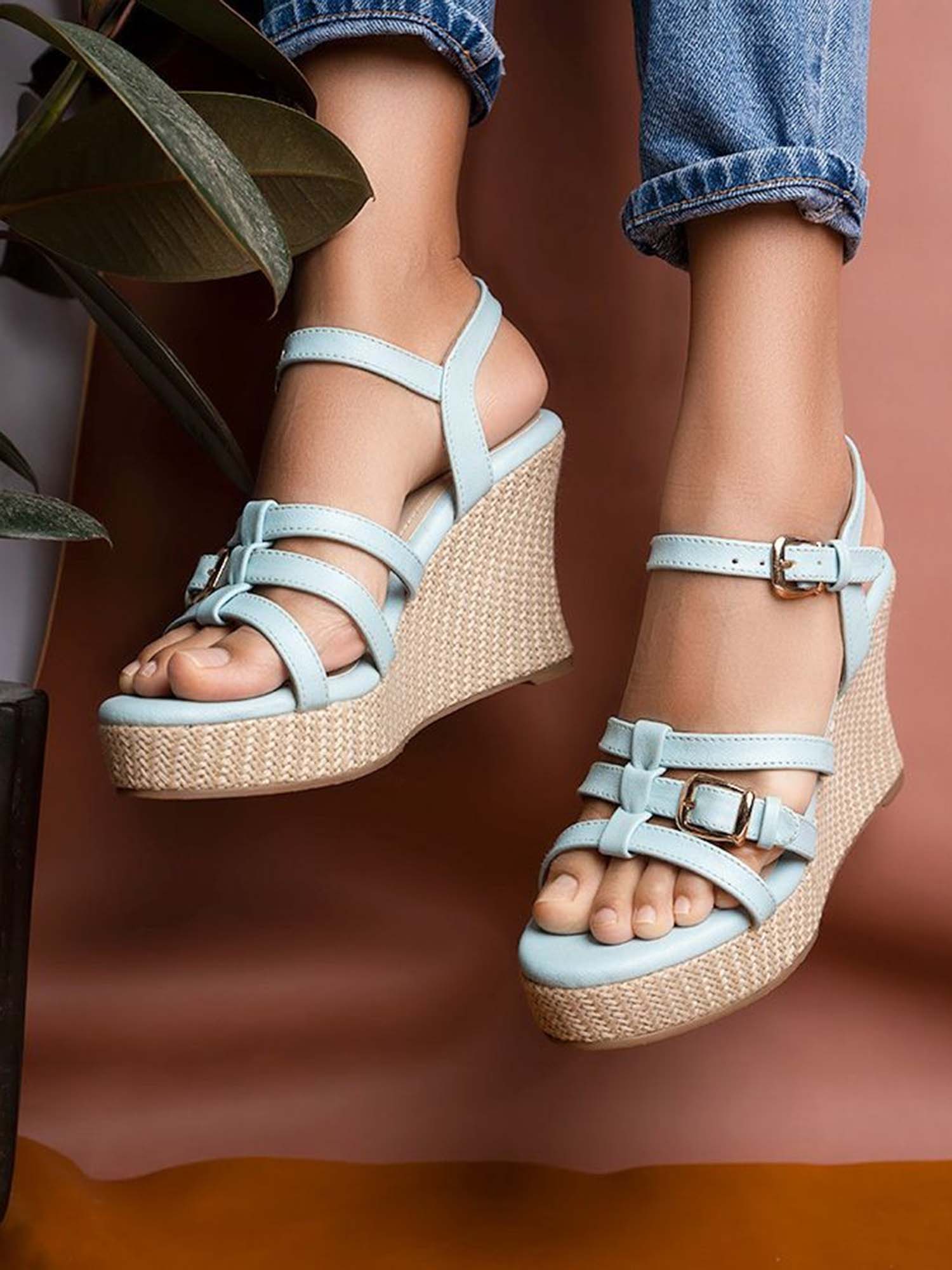 Maria Blue Wedge Heels